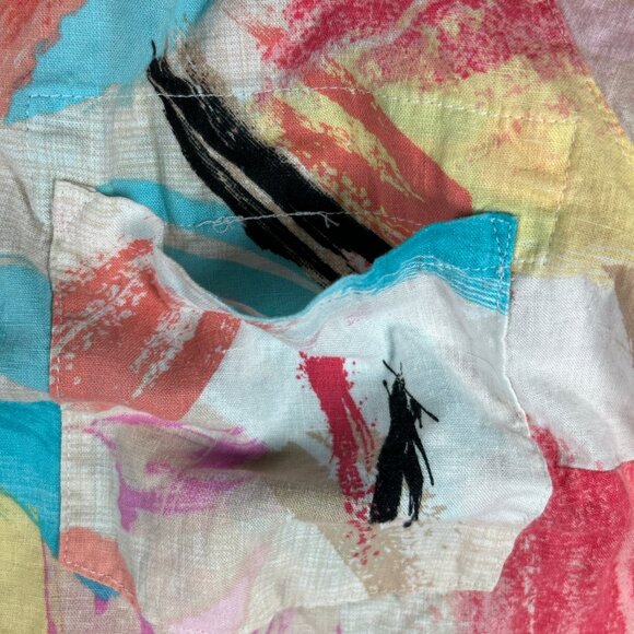 Northern Reflections Button Up Linen Blend Art-to-Wear Resort Shirt - Picture 5 of 12